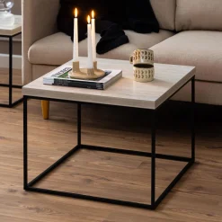 Best Bendt Vierkante Salontafel Maresa Travertine-look, 60 x 60cm Beige