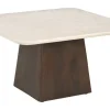 Hot Sohome Vierkante Salontafel Margred Marmer en mangohout, 75 x 75cm