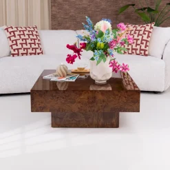 Hot Dutchbone Vierkante Salontafel Quinn 90 x 90cm, kleur Walnoot