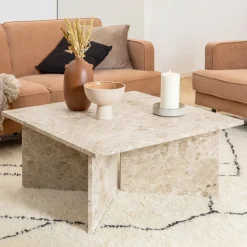 Outlet Bendt Vierkante Salontafel Shaunika Marmer, 90 x 90cm
