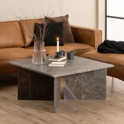 Outlet Bendt Vierkante Salontafel Shaunika Marmer, 90 x 90cm