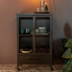 Best ZILT Vitrinekast Bony Op wieltjes