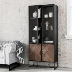 DTP Home Vitrinekast Criss Cross Hout en staal, 185 x 80cm Naturel