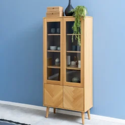 Bendt Vitrinekast Ebbe Visgraat Eiken, 80 x 178cm Hout