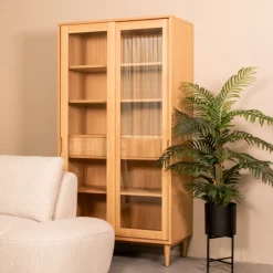 Outlet LABEL51 Vitrinekast Jule Eiken en glas, 180 x 100cm