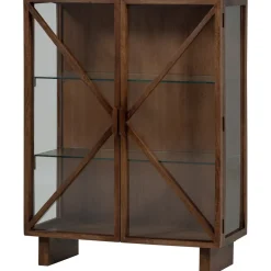 Outlet WOOOD Vitrinekast Kella Mangohout en glas, 132 x 100cm