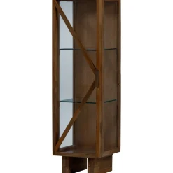 WOOOD Vitrinekast Kella Mangohout en glas, 137 x 40cm