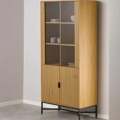 Discount Bendt Vitrinekast Lisette Eikenhout, 180 x 80cm Naturel