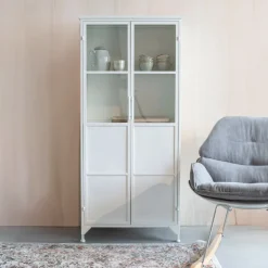 Hot ZILT Vitrinekast Majah metaal 150 x 68cm, kleur Wit