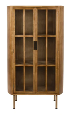 Outlet ZILT Vitrinekast Marlinda Rubberhout, 140 x 80cm