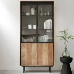 Best DTP Home Vitrinekast Metropole Teakhout, 210 x 100cm Naturel