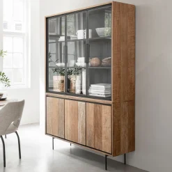 Best DTP Home Vitrinekast Metropole Teakhout, 210 x 140cm Naturel