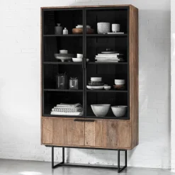 Clearance DTP Home Vitrinekast Odeon Teakhout, 210 x 120cm Bruin