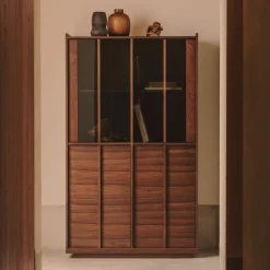 Online Kave Home Vitrinekast Onix Notenhout, 170 x 100cm