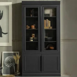 WOOOD Vitrinekast Organize Grenen Mat Zwart