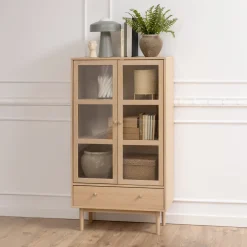 Clearance Bendt Vitrinekast Ove Eiken Whitewash, 145 x 80cm Wit