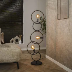 Clearance LifestyleFurn Vloerlamp Davion 3-lamps, Artic Black finish Artic zwart