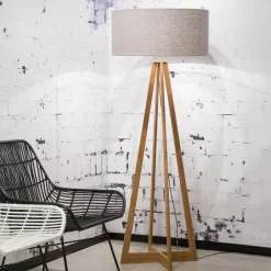 Sale GOOD&MOJO Vloerlamp Everest Bamboe en Eco linnen