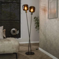 Online LifestyleFurn Vloerlamp Gill 2-lamps, kleur Sienna brown