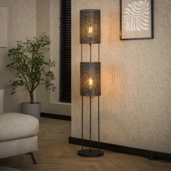 Hot LifestyleFurn Vloerlamp Goran 2-lamps Zwart bruin