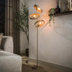 Sale LifestyleFurn Vloerlamp Homer 3-lamps, kleur Beige