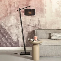 GOOD&MOJO Vloerlamp Iguazu Rond, Bamboe en jute, 150cm