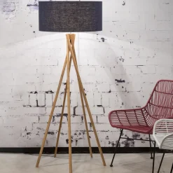 Clearance GOOD&MOJO Vloerlamp Kilimanjaro Bamboe en Eco linnen