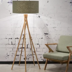 Clearance GOOD&MOJO Vloerlamp Kilimanjaro Bamboe en Eco linnen