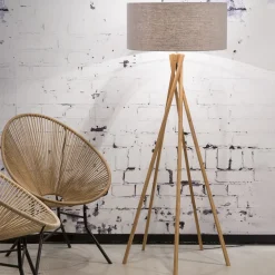 Clearance GOOD&MOJO Vloerlamp Kilimanjaro Bamboe en Eco linnen