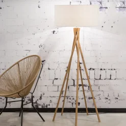 Clearance GOOD&MOJO Vloerlamp Kilimanjaro Bamboe en Eco linnen