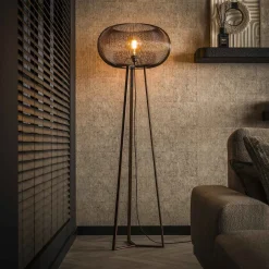 Discount LifestyleFurn Vloerlamp Mallory 3-poot Zwart nikkel