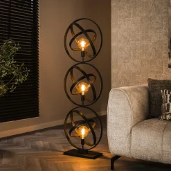 Discount LifestyleFurn Vloerlamp Marshay 3-lamps, Artic Black Artic zwart
