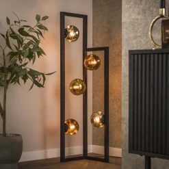 Hot LifestyleFurn Vloerlamp Shahid Glas, 5-lamps Artic zwart