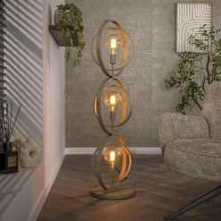 Clearance LifestyleFurn Vloerlamp Tricia 3-lamps, kleur Beige