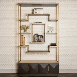 Discount Richmond Interiors Wandkast Claremont Eiken en travertin, 220 x 120cm Bruin