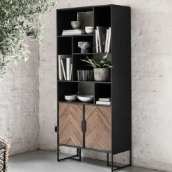 Outlet DTP Home Wandkast Criss Cross Hout en staal, 185 x 80cm Naturel