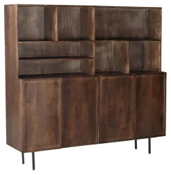 Discount Livingfurn Wandkast Elan Brown Mangohout, 180cm