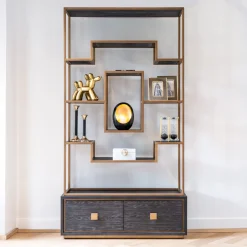 Discount Richmond Interiors Wandkast Hunter Eiken, kleur Zwart / Goud