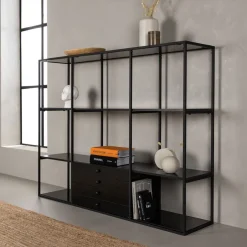 Nohr Wandkast Judah MDF en staal, 120 x 150cm Zwart