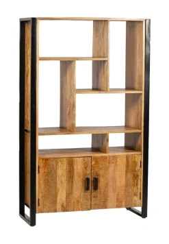 New Livingfurn Wandkast Nairobi Mangohout en staal, 180 x 110cm