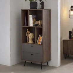 Discount Artistiq Living Wandkast Romain 138 x 60cm, kleur Walnoot / Grijs