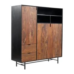 Clearance Tower Living Wandkast Taviano Sheesham- en mangohout, 150 x 135cm