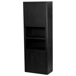 Clearance Tower Living Wandkast Tenna Mangohout, Met 2 open vakken, 220 x 80cm, kleur Zwart