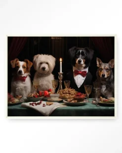 Sale Urban Cotton Wandkleed A Dog Dinner in maat en frame naar keuze