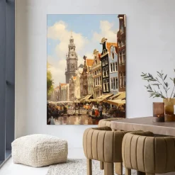 Urban Cotton Wandkleed Amsterdam in maat en frame naar keuze