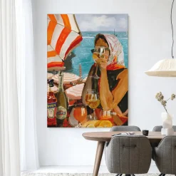 Outlet Urban Cotton Wandkleed Aperol Oclock in maat en frame naar keuze