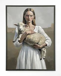 Best Urban Cotton Wandkleed Baby Sheep in maat en frame naar keuze