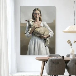 Best Urban Cotton Wandkleed Baby Sheep in maat en frame naar keuze