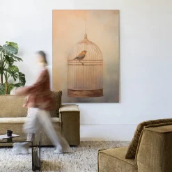 Clearance Urban Cotton Wandkleed Bird Cage in maat en frame naar keuze