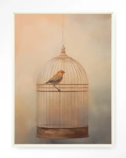 Clearance Urban Cotton Wandkleed Bird Cage in maat en frame naar keuze